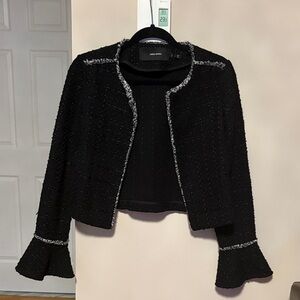 Elegant Black Tweed Jacket with white contrast
